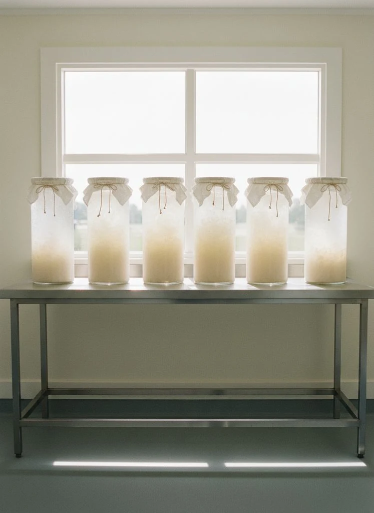 Water kefir fermenting in glass vessels in Ballinrobe, Co. Mayo