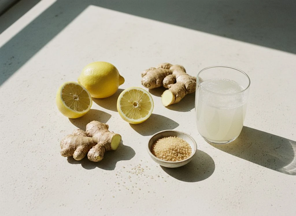 Ingredients for lemon and ginger water kefir