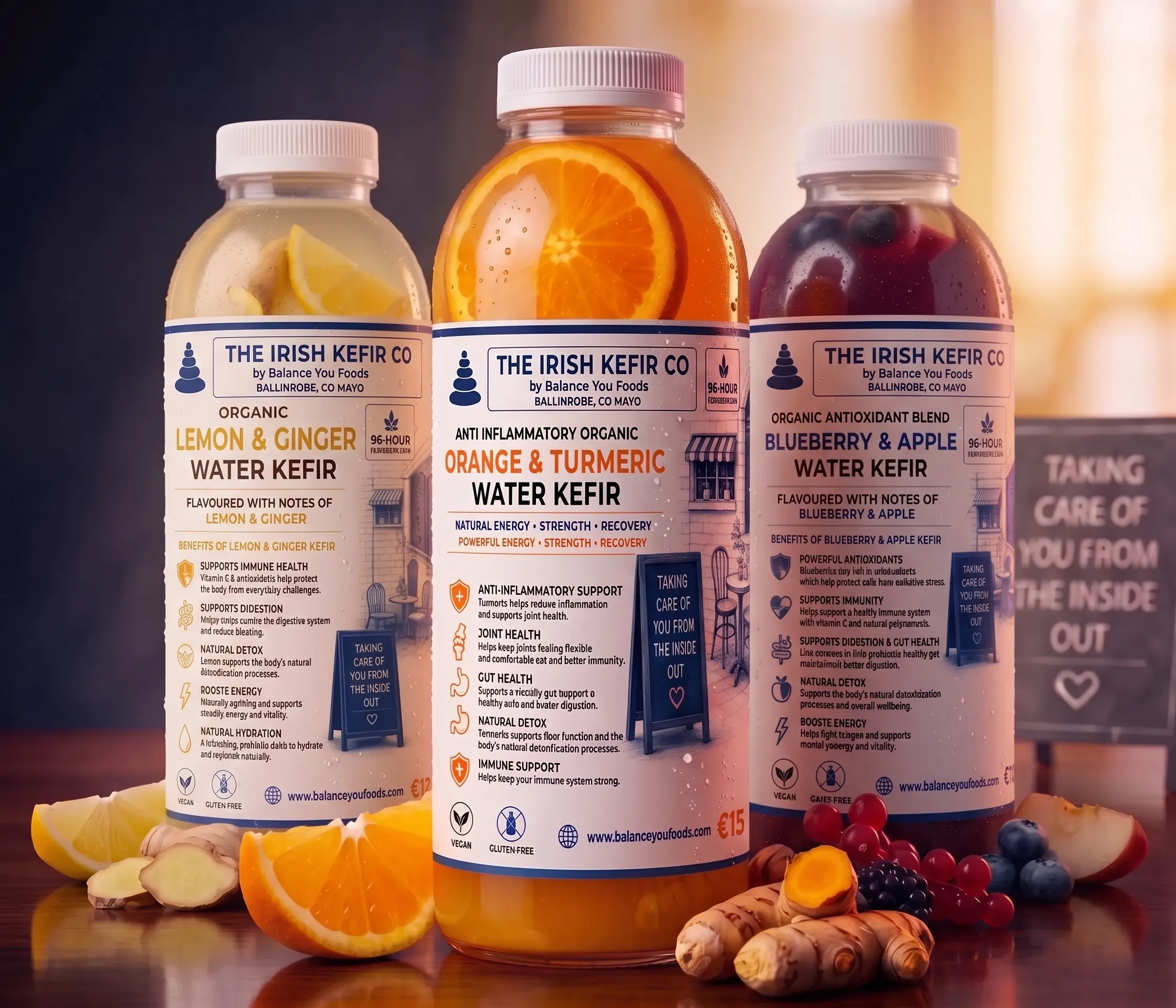 The Irish Kefir Co. water kefir flavours together